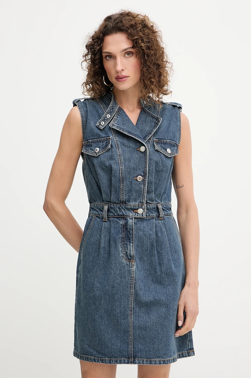 Morgan rochie jeans culoarea bleumarin