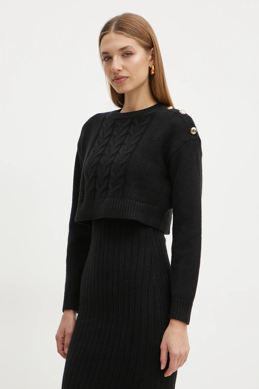 Morgan rochie si pulover RMNATE culoarea negru