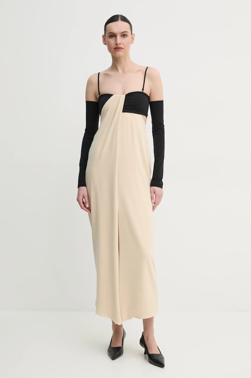 Nanushka rochie SELLY culoarea bej
