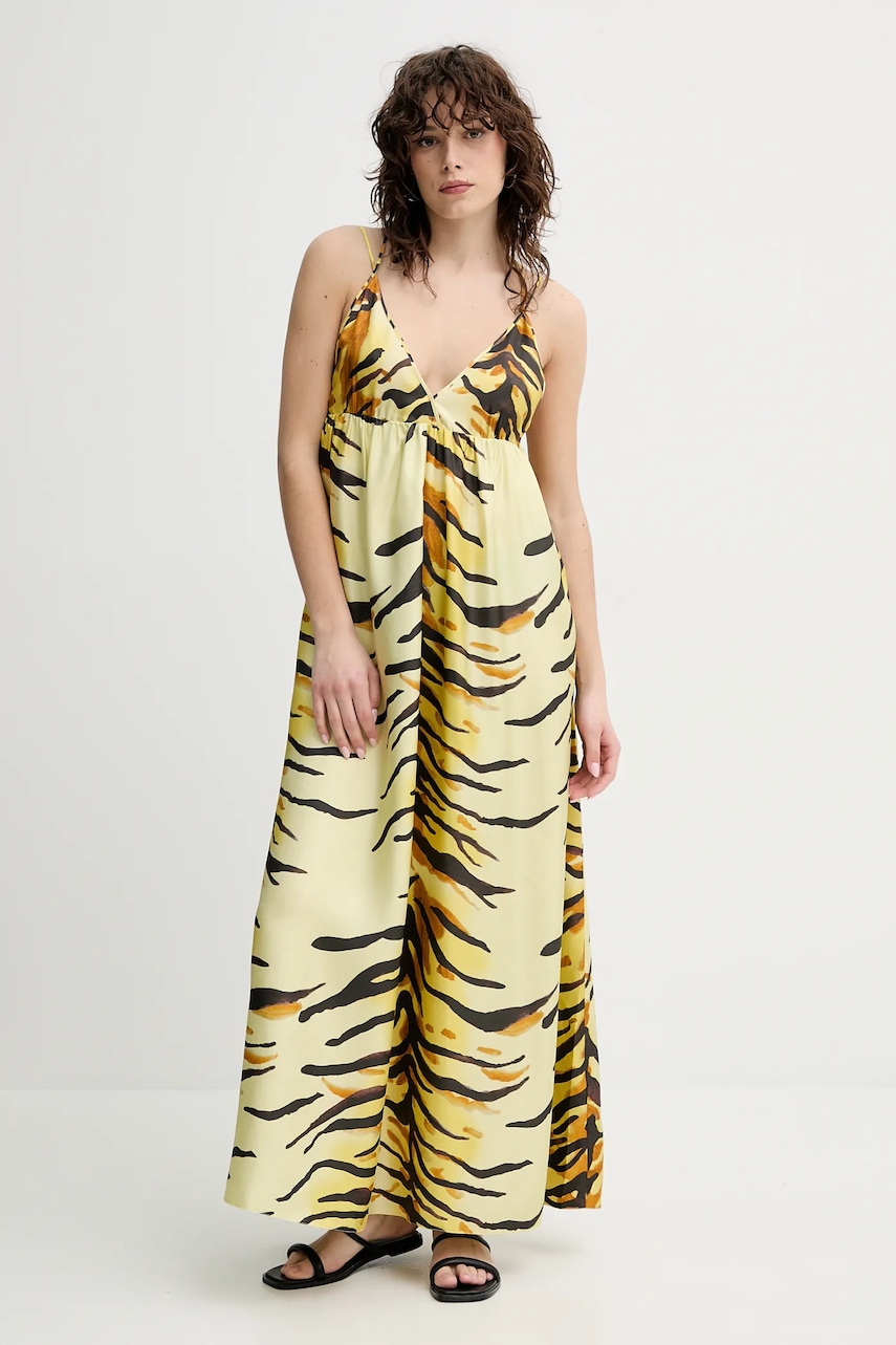 Nanushka rochie de matase DELPHY culoarea galben