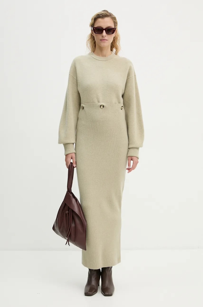 Nanushka rochie din lână ZOTHY culoarea verde