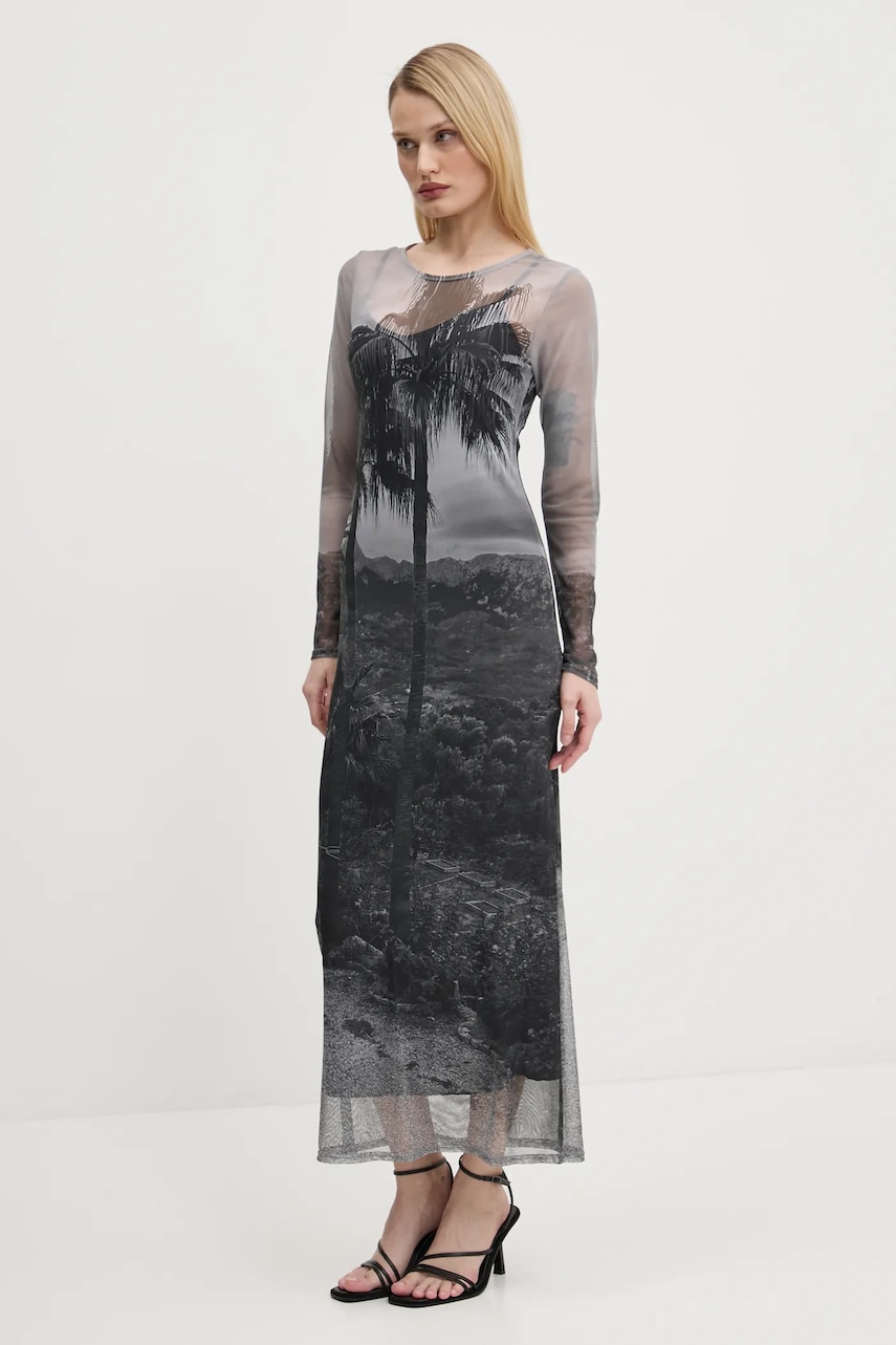 Never Fully Dressed rochie Mallorca Scene Mesh culoarea gri