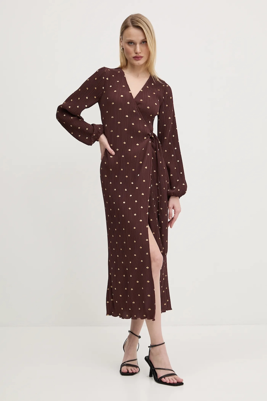 Never Fully Dressed rochie Plisse culoarea maro