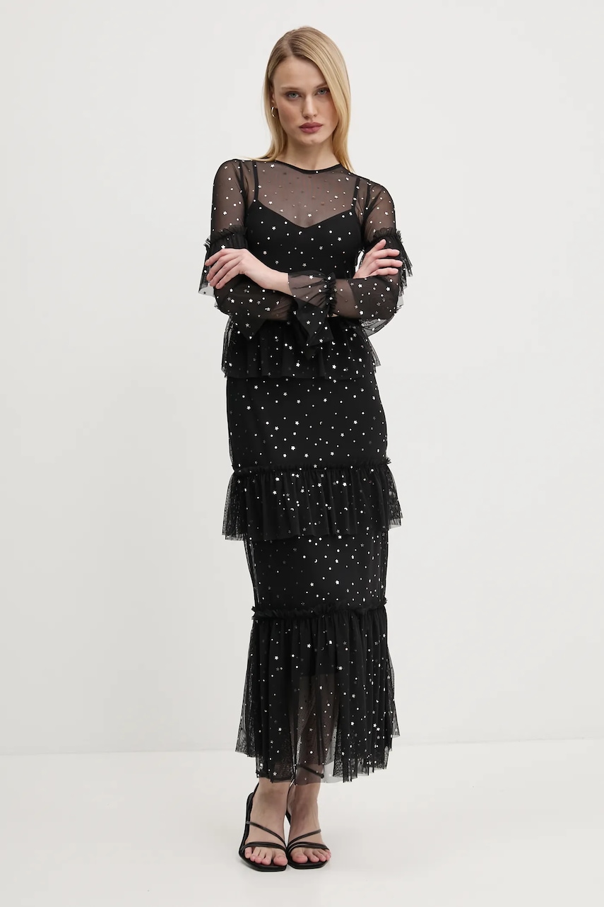 Never Fully Dressed rochie Star Mesh culoarea negru