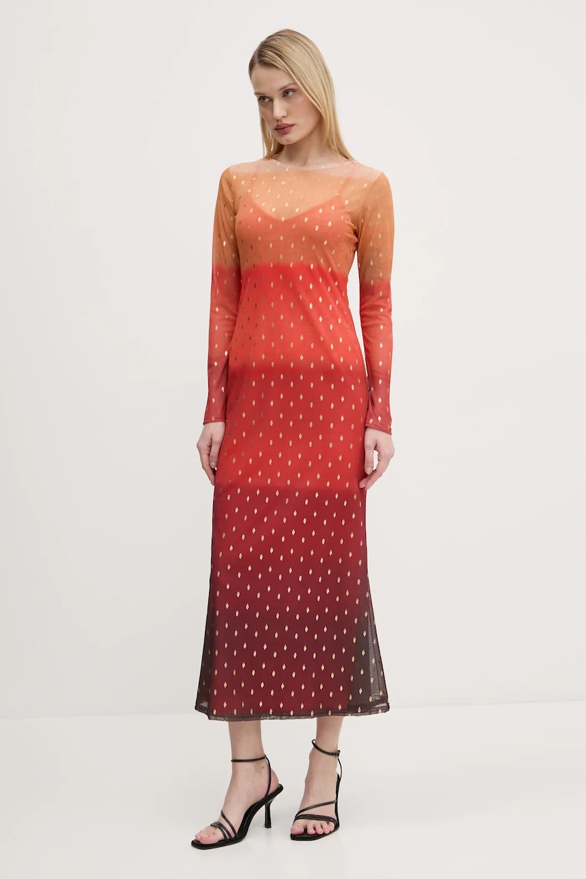 Never Fully Dressed rochie Sunset Mesh culoarea portocaliu