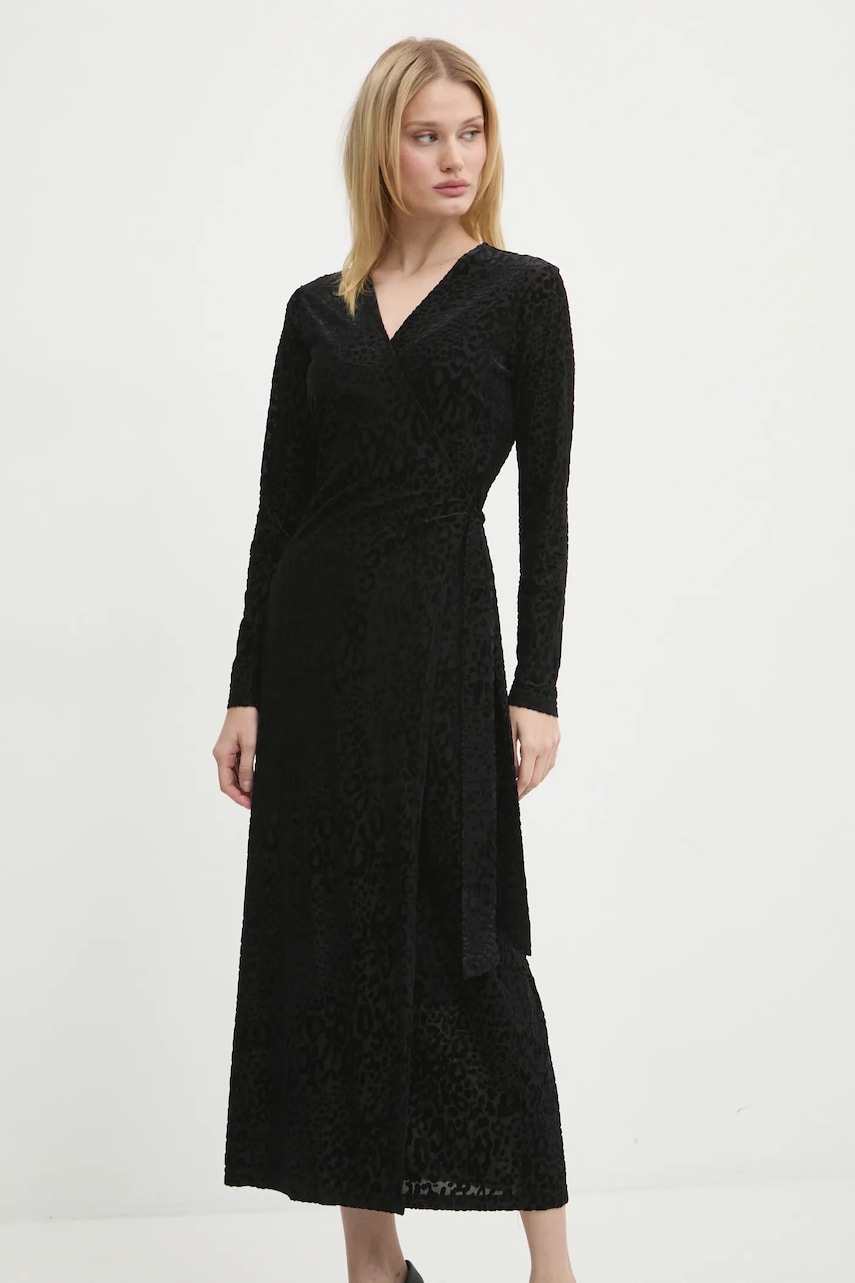 Never Fully Dressed rochie Willow Wrap Dress culoarea negru