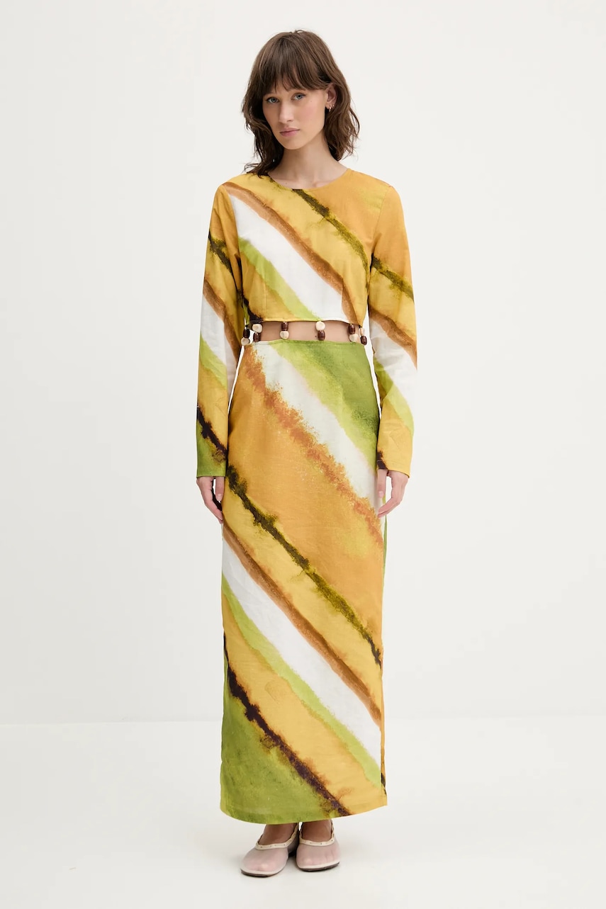 Never Fully Dressed rochie din amestec de in culoarea galben
