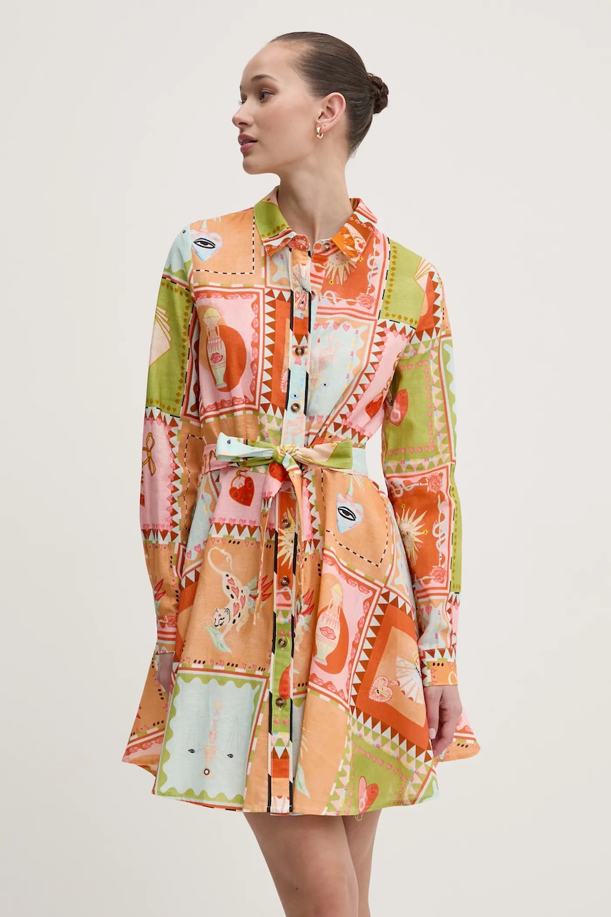 Never Fully Dressed rochie din amestec de in culoarea portocaliu