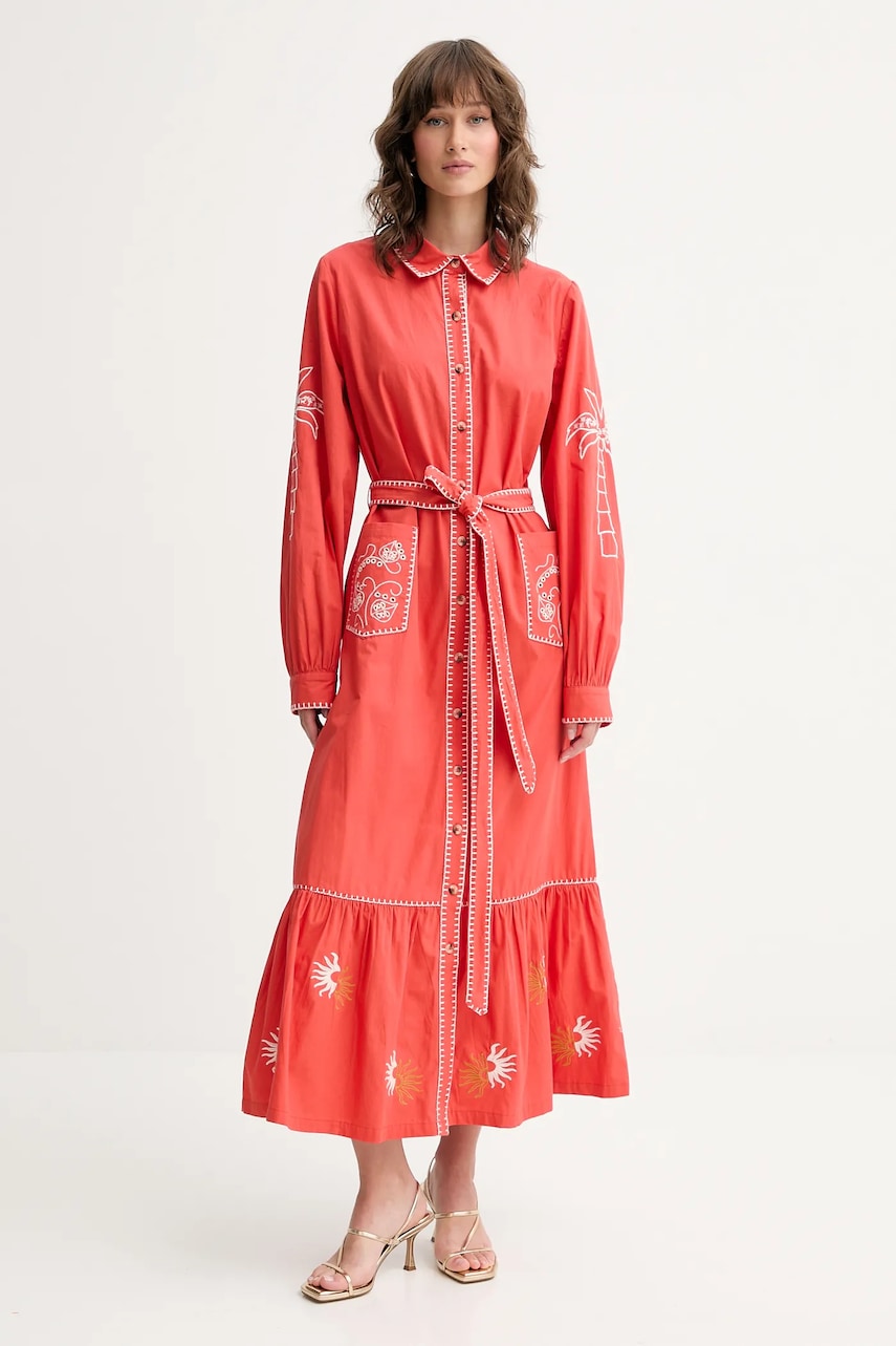 Never Fully Dressed rochie din bumbac culoarea roșu