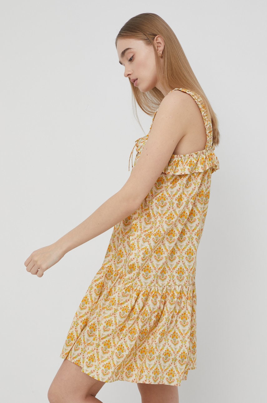 Notes du Nord rochie din bumbac culoarea galben