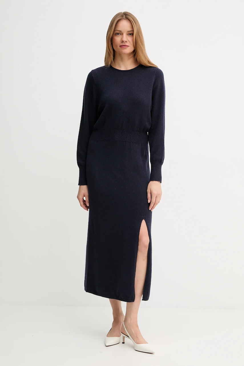 OUI rochie din lână culoarea bleumarin