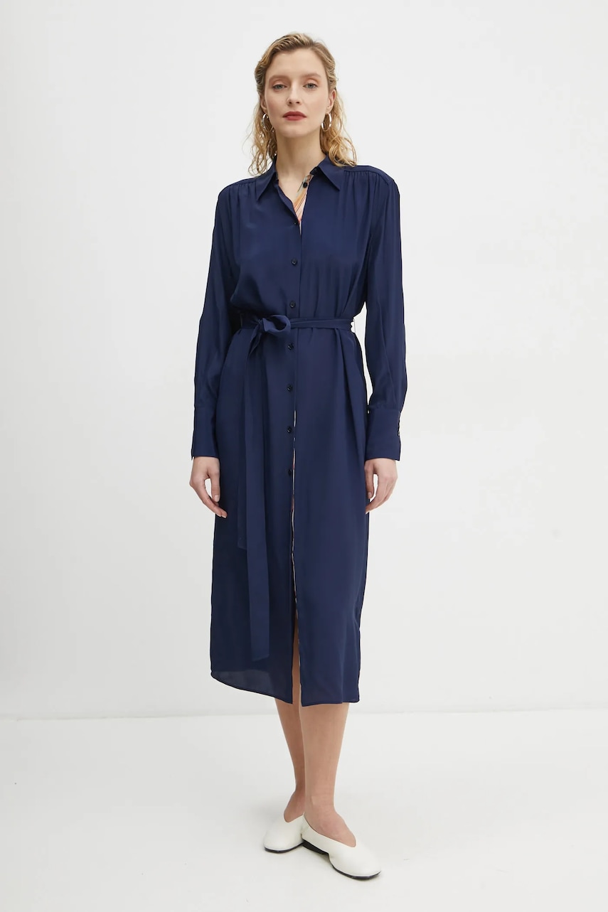 PS Paul Smith rochie din amestec de matase culoarea bleumarin