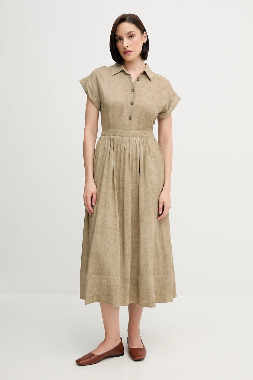 Pedro del Hierro rochie din amestec de in culoarea verde