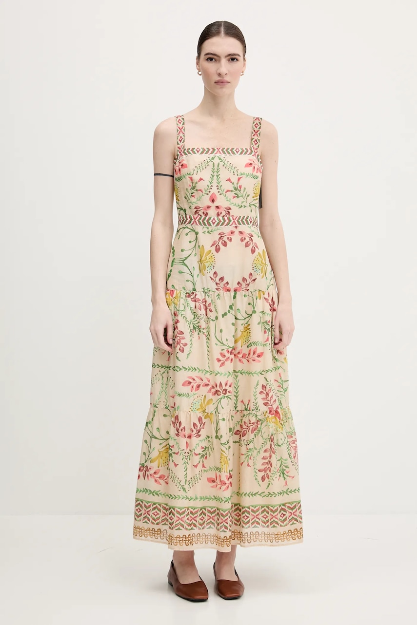 Pedro del Hierro rochie din bumbac culoarea bej