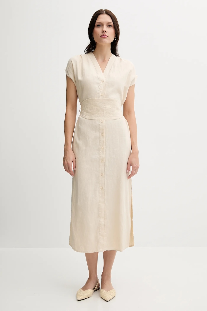 Pedro del Hierro rochie din in culoarea bej