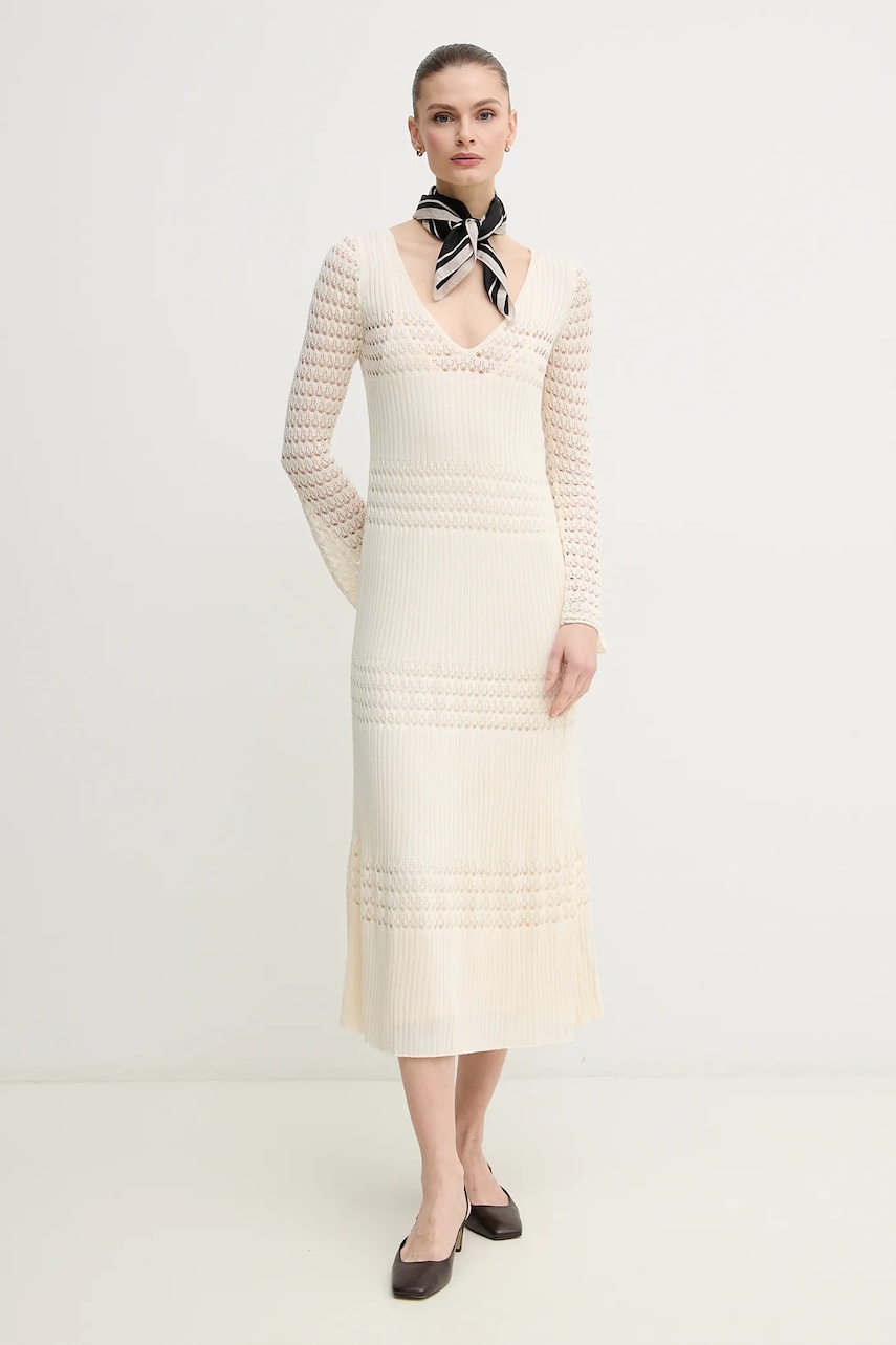 Pepe Jeans rochie PAULINA culoarea bej