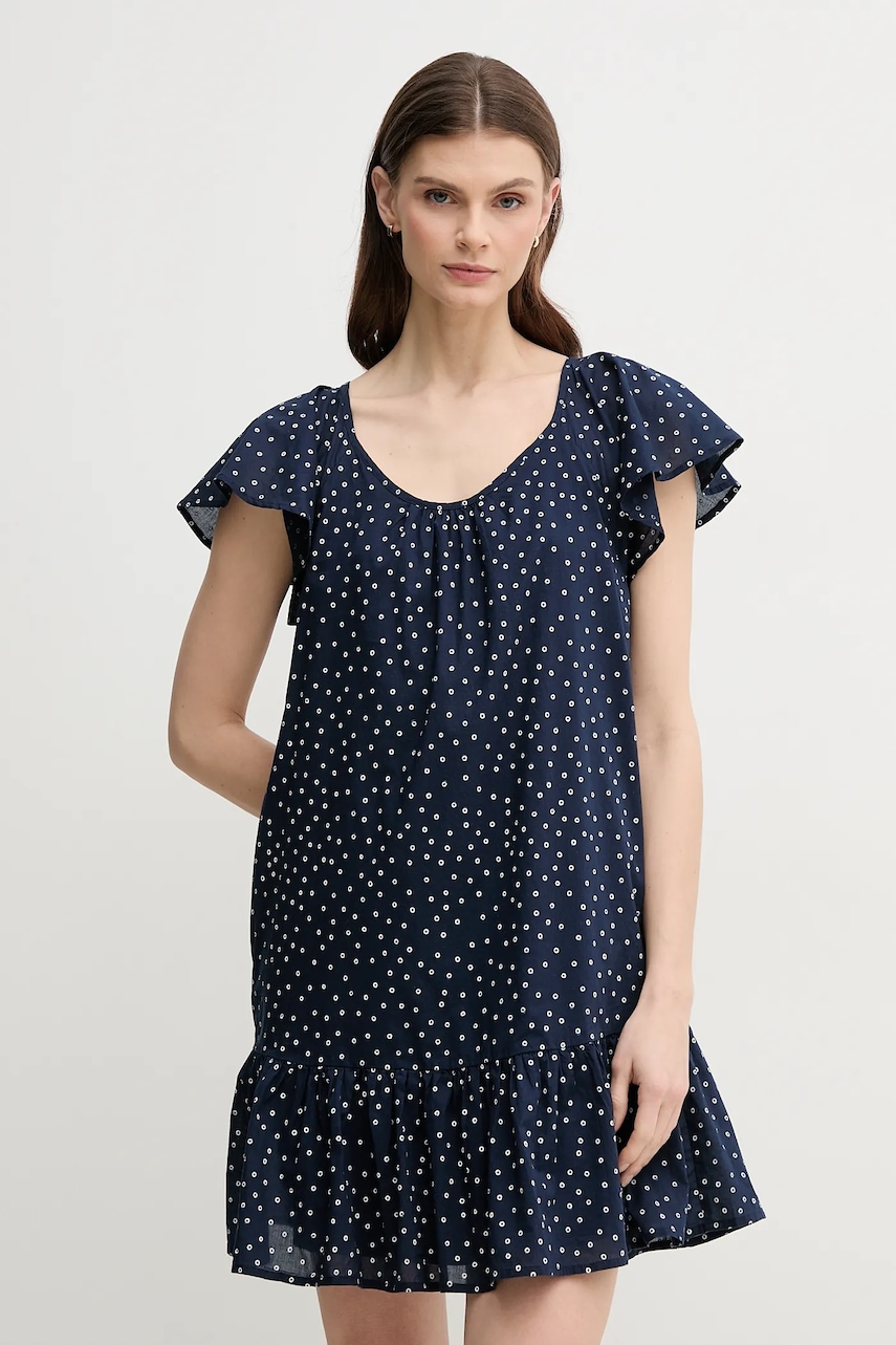 Pepe Jeans rochie din bumbac DAFNE culoarea bleumarin