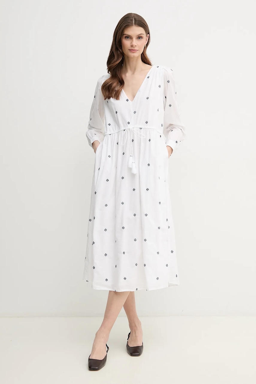 Pepe Jeans rochie din bumbac DEAL culoarea alb