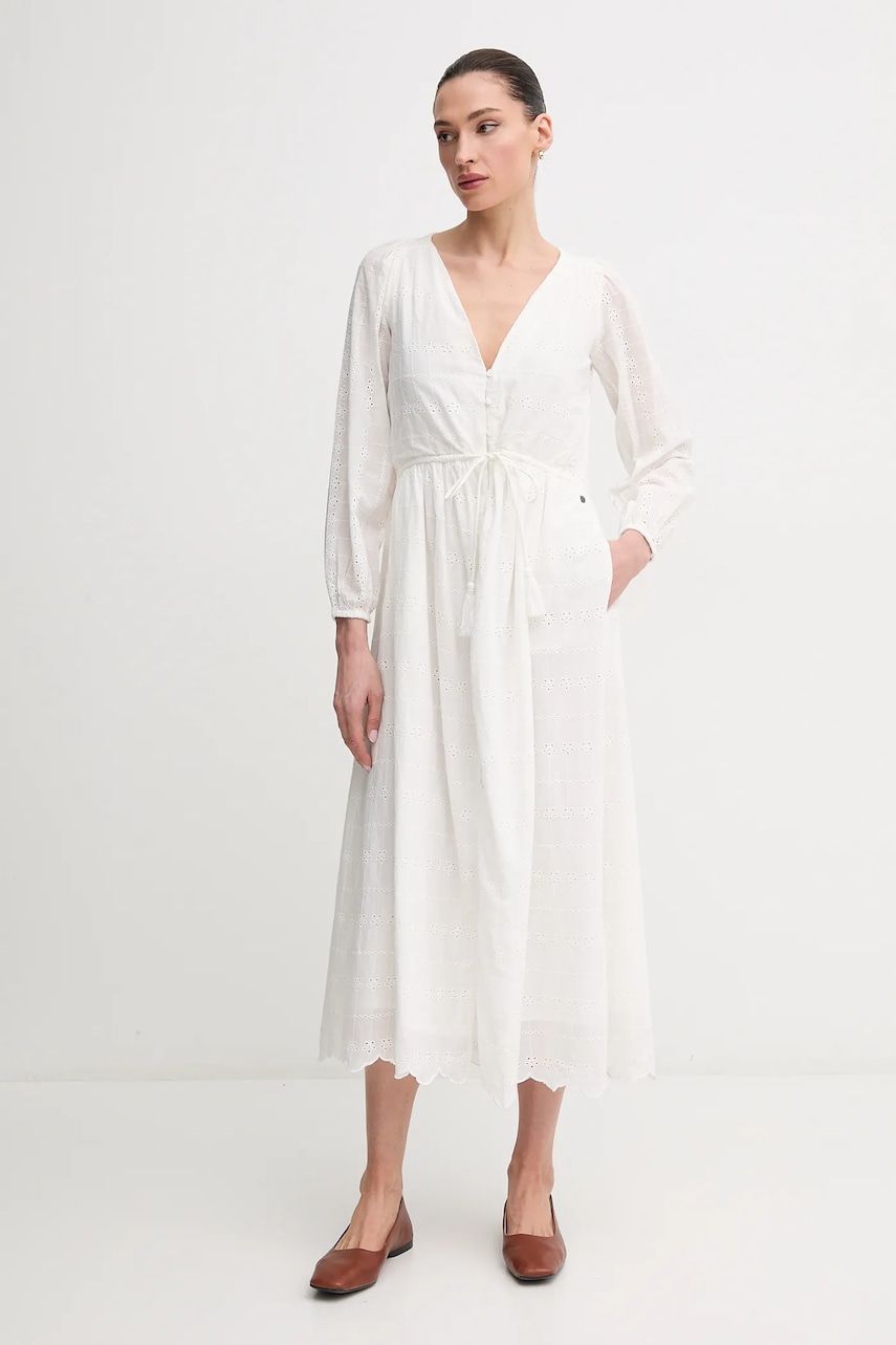 Pepe Jeans rochie din bumbac DEEPTY culoarea bej