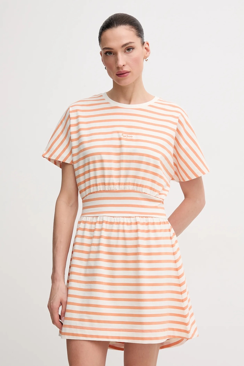 Pepe Jeans rochie din bumbac VANIA culoarea portocaliu