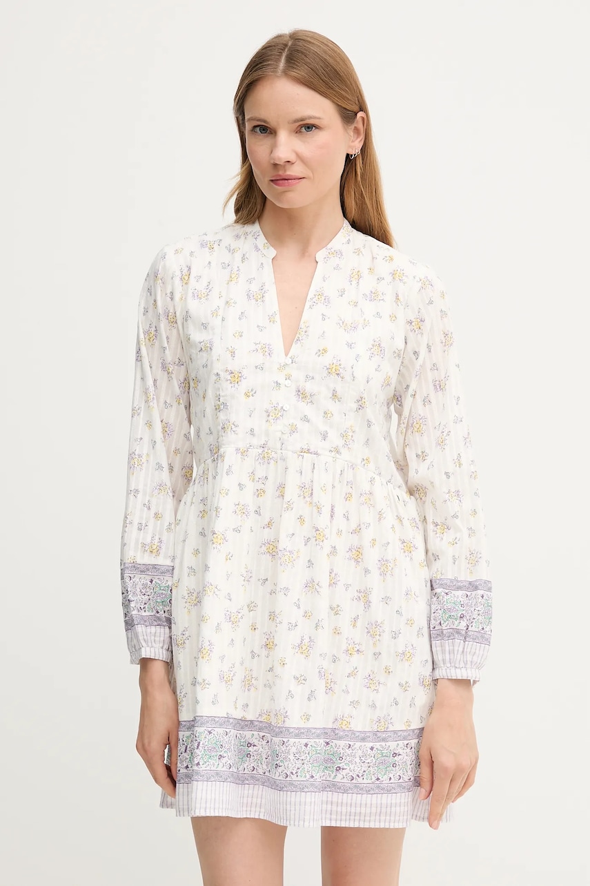 Pepe Jeans rochie din bumbac culoarea alb
