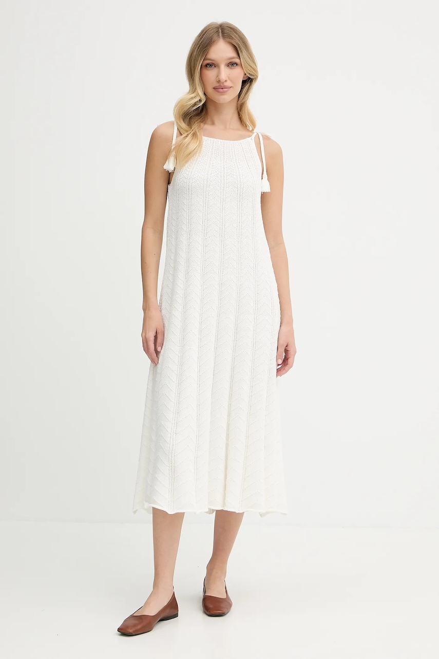 Pepe Jeans rochie din bumbac culoarea bej