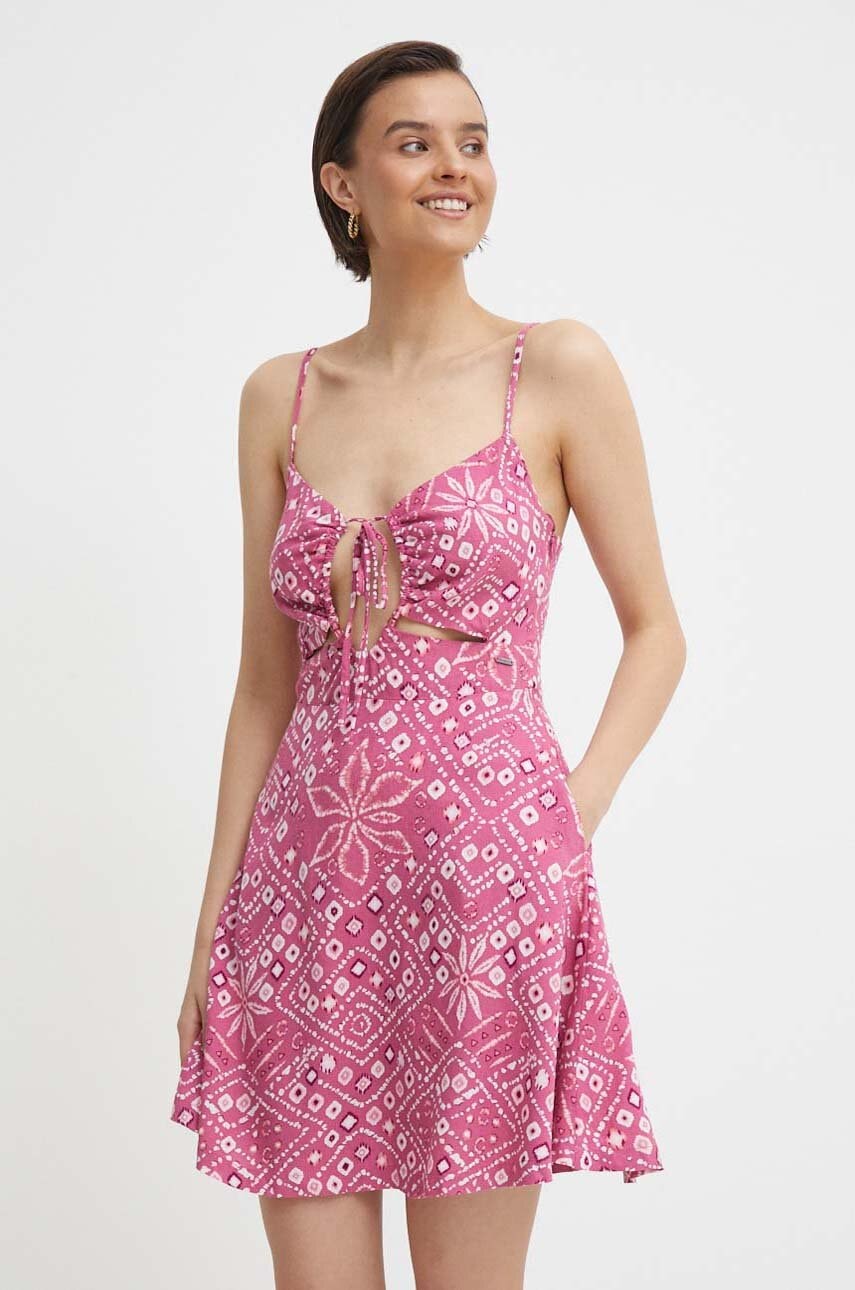 Pepe Jeans rochie din denim DENISE culoarea roz