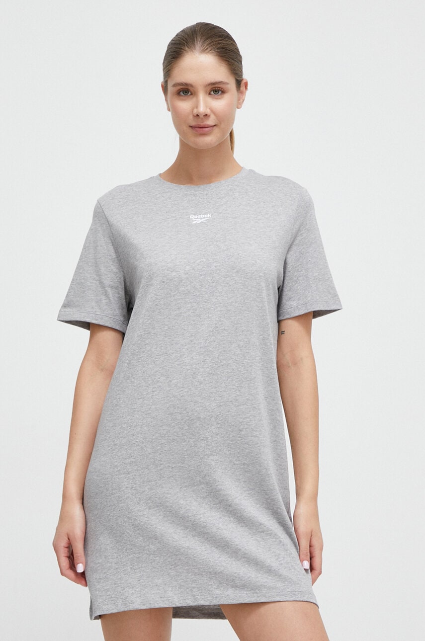 Reebok rochie din bumbac culoarea gri