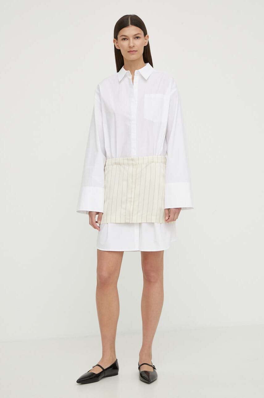Remain rochie din amestec de in culoarea bej