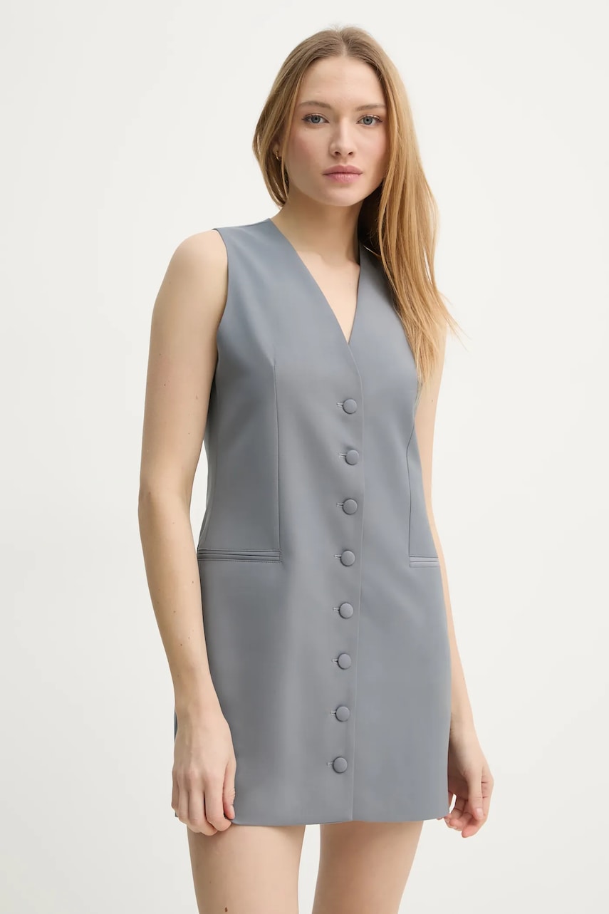 Remain rochie din amestec de lana culoarea gri