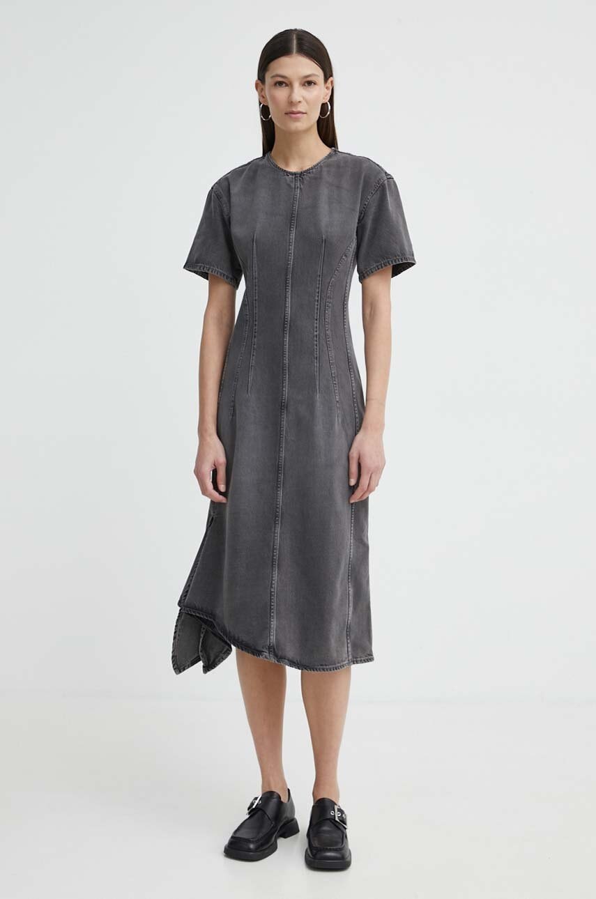 Remain rochie din denim culoarea negru