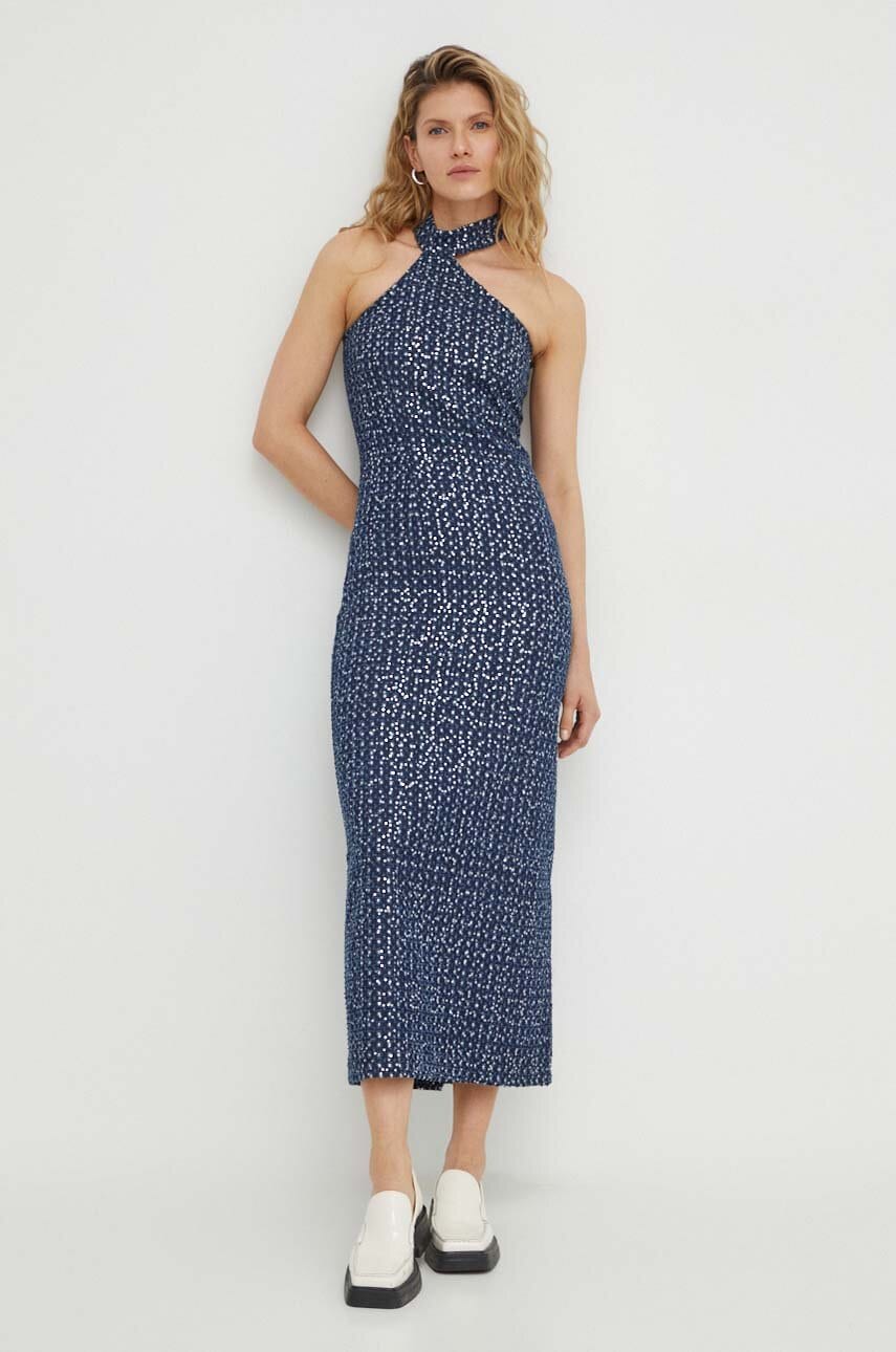 Résumé rochie din bumbac culoarea bleumarin