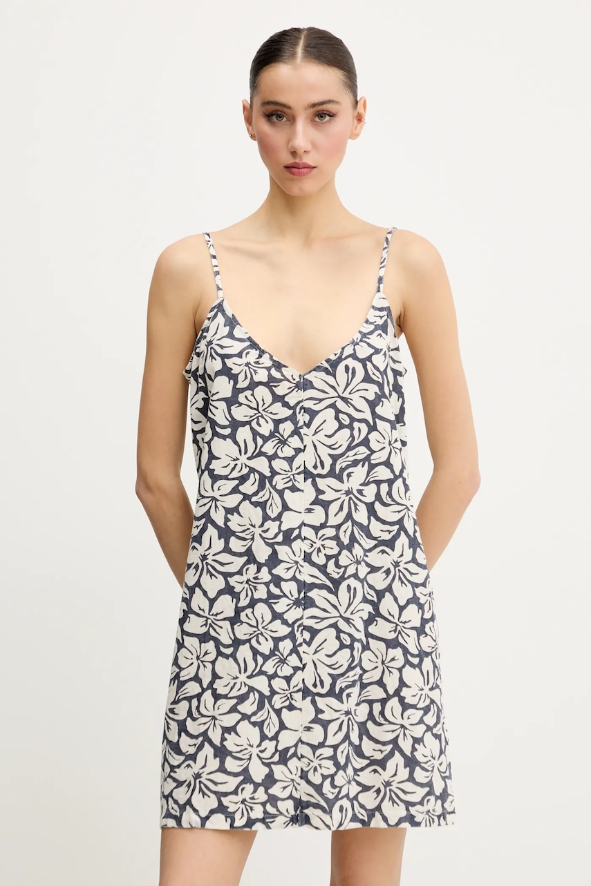 Rip Curl rochie din amestec de in LAS DALLAS culoarea bleumarin