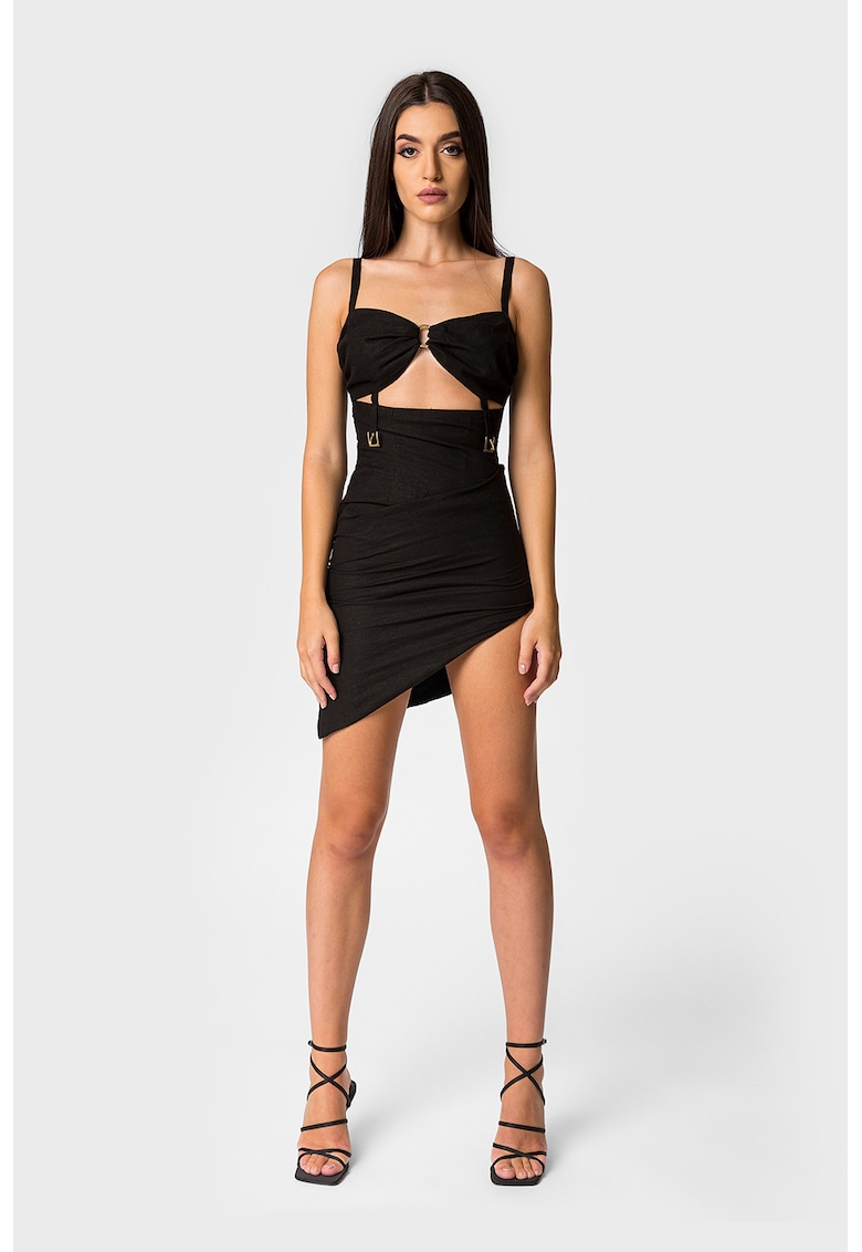 Rochie asimetrica cu decupaj frontal