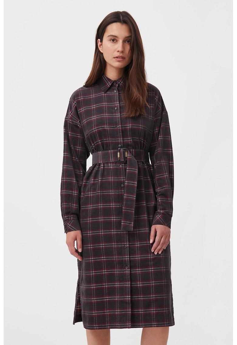 Rochie-camasa cu model in carouri si curea asortata