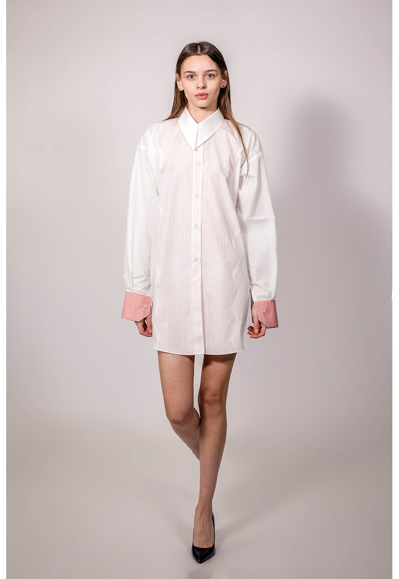 Rochie-camasa de bumbac cu model in dungi