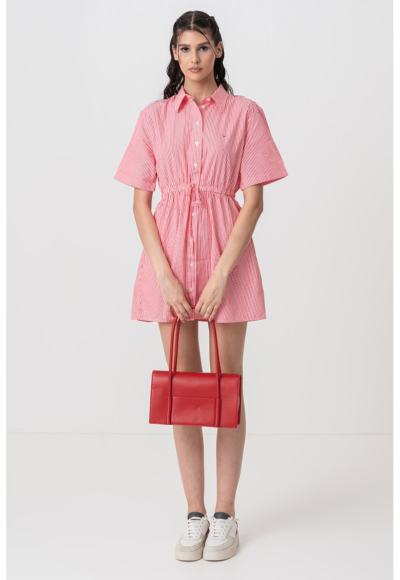 Rochie-camasa din amestec de bumbac organic cu model in dungi