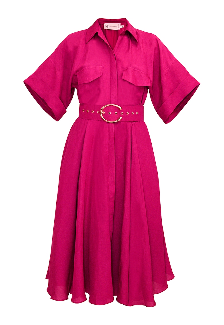 Rochie-camasa din amestec de in accesorizata cu o curea