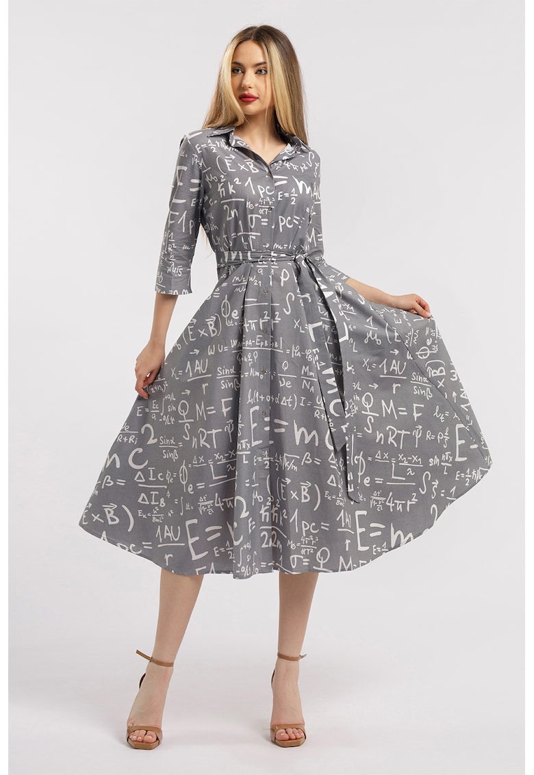 Rochie-camasa evazata cu cordon in talie