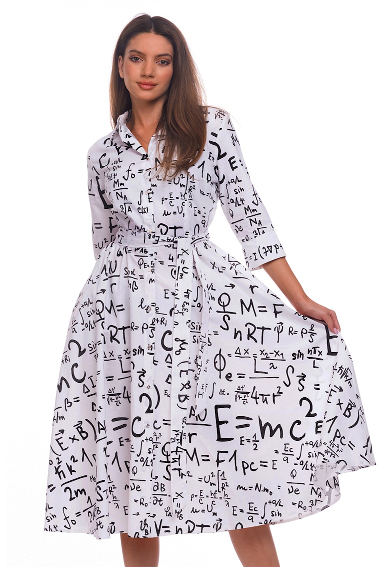 Rochie-camasa evazata cu cordon in talie