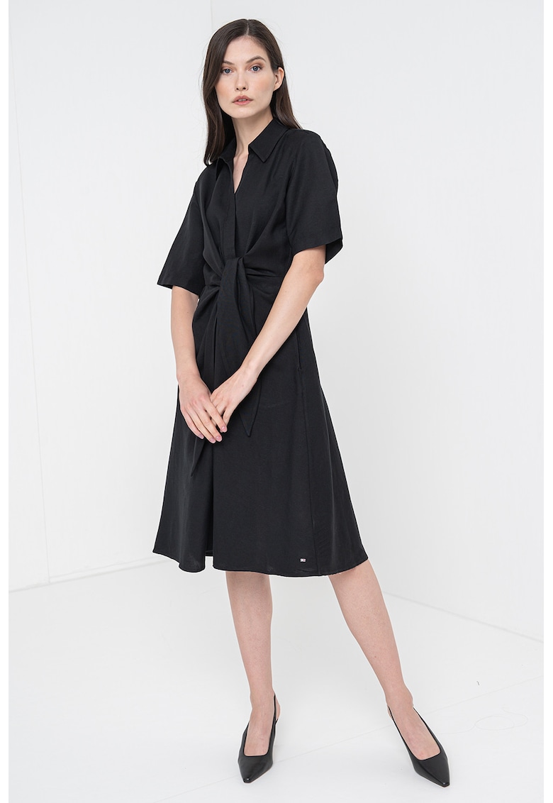 Rochie-camasa evazata din amestec de in