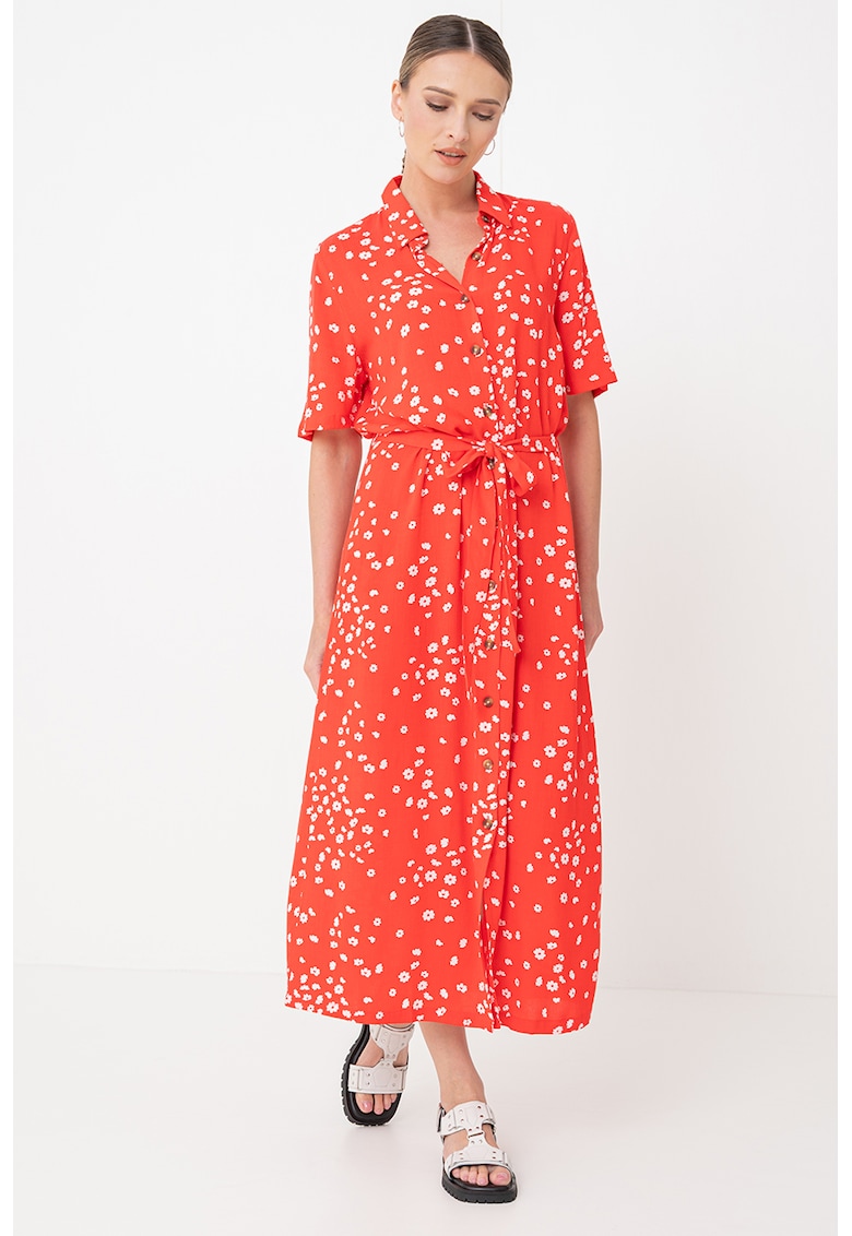 Rochie-camasa maxi vaporoasa cu model floral Island Escape