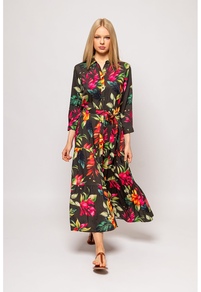 Rochie-camasa midi cu model floral Valida