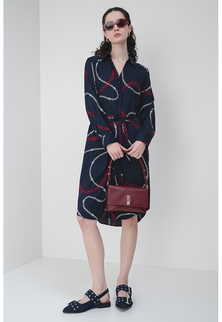 Rochie-camasa midi cu un cordon in talie
