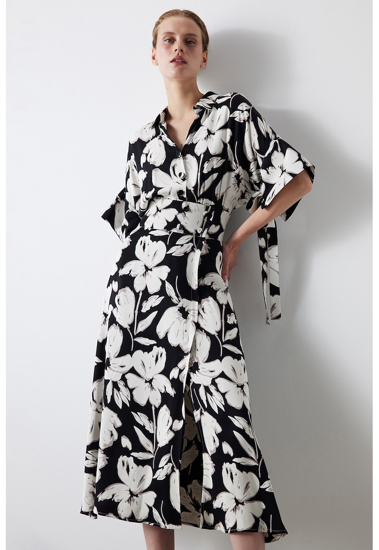Rochie-chimono cu imprimeu floral