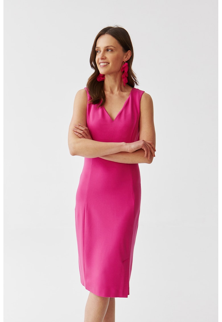 Rochie-creion cu decolteu in V si slit frontal