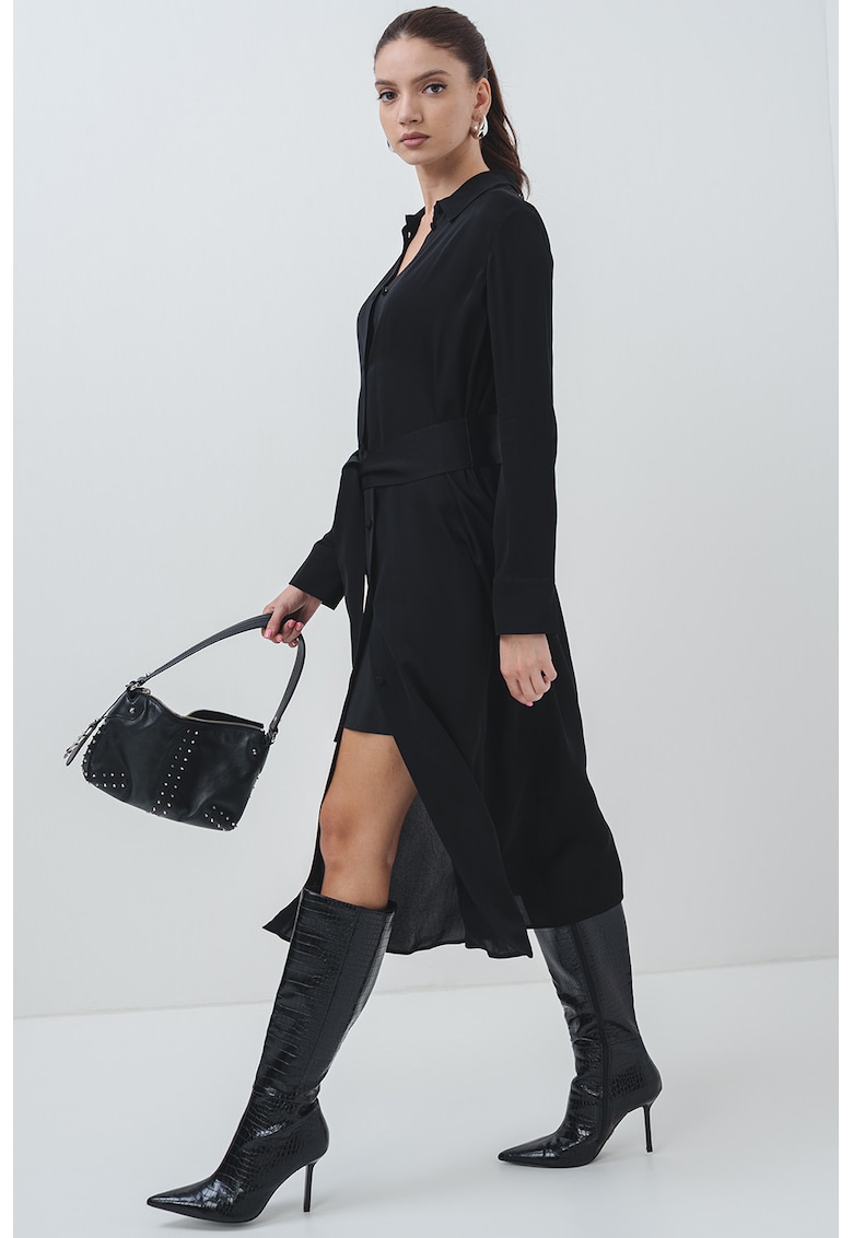 Rochie cu cordon si maneci lungi