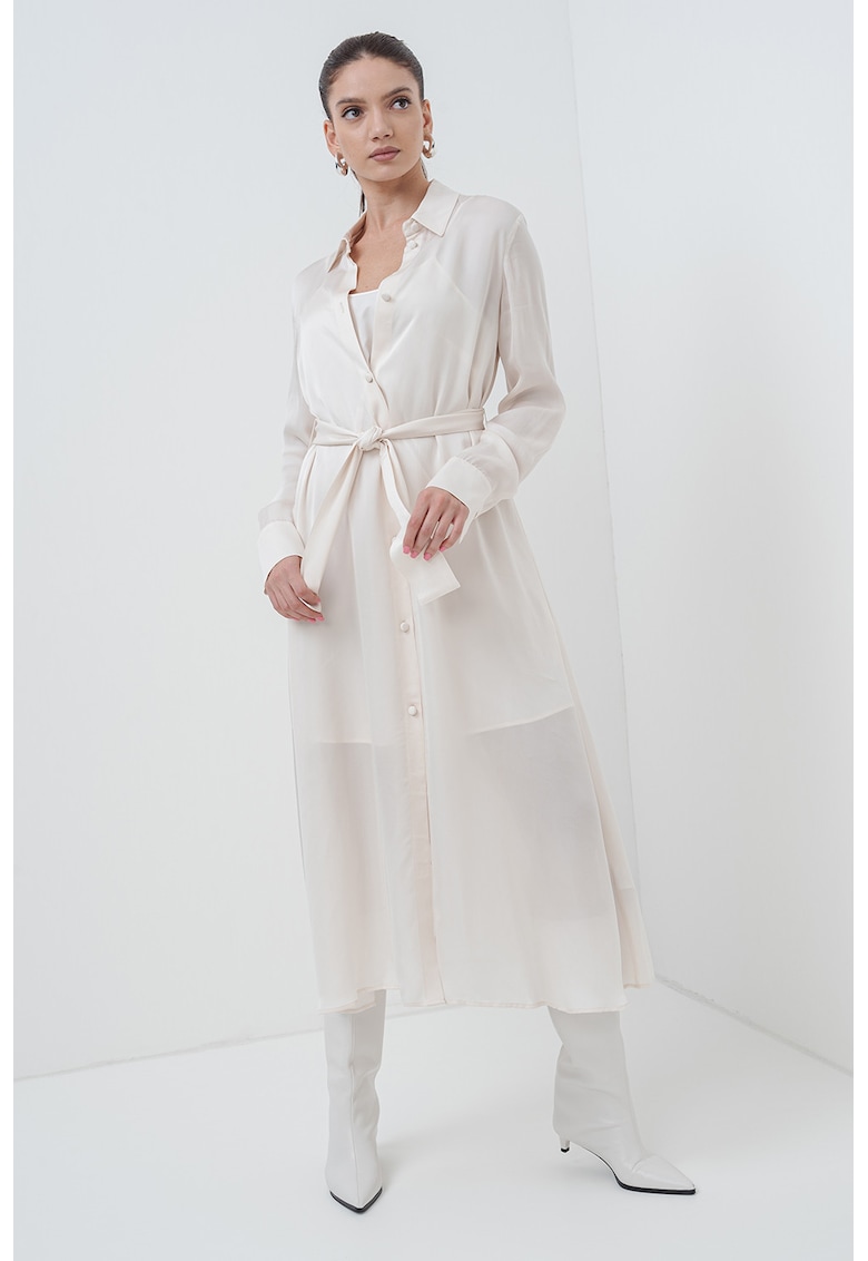 Rochie cu cordon si maneci lungi