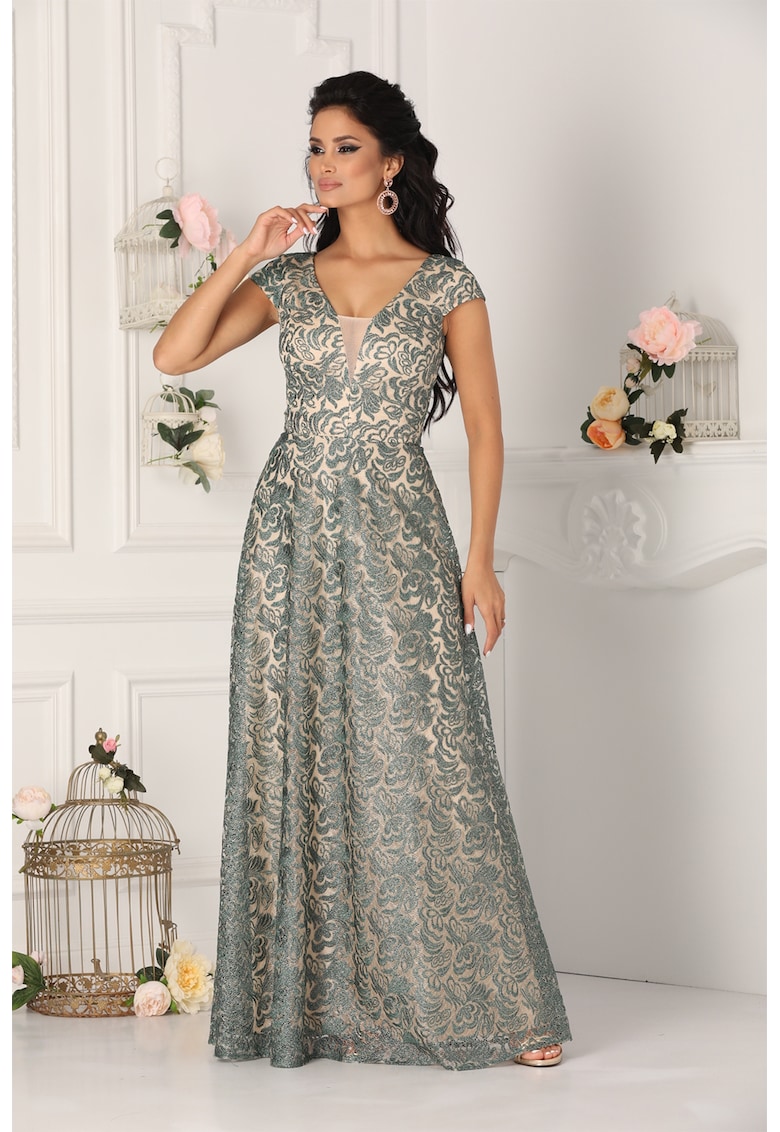 Rochie cu croiala A si strat exterior de dantela