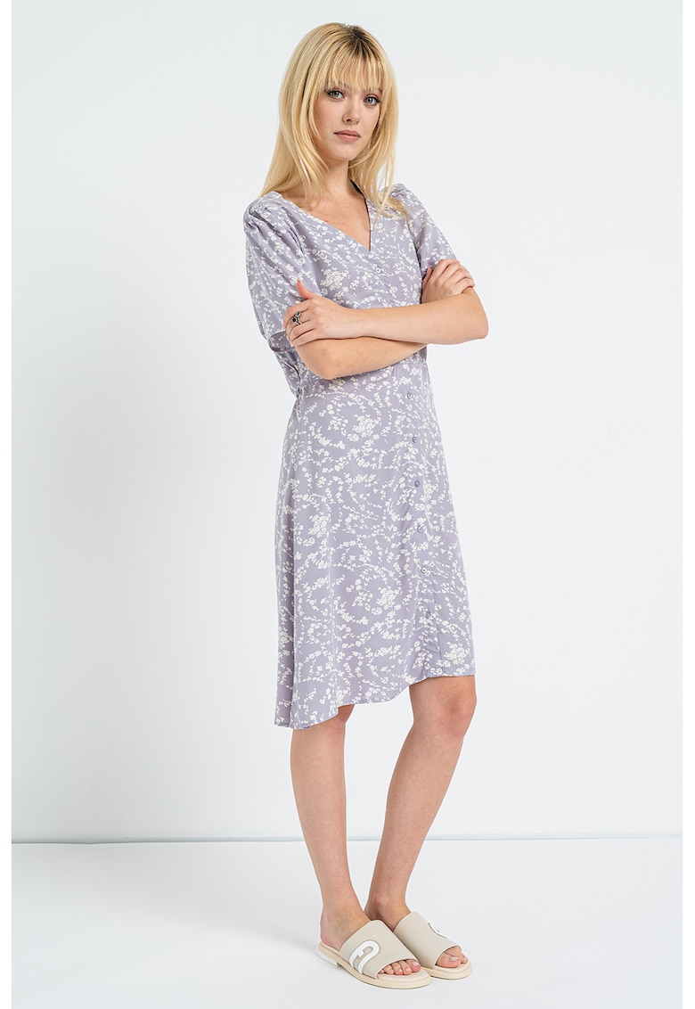 Rochie cu decolteu in V si imprimeu floral